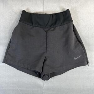 Nike Team Tech Woven Shorts Womens Medium Black Stretch Side Zip DX0626-010